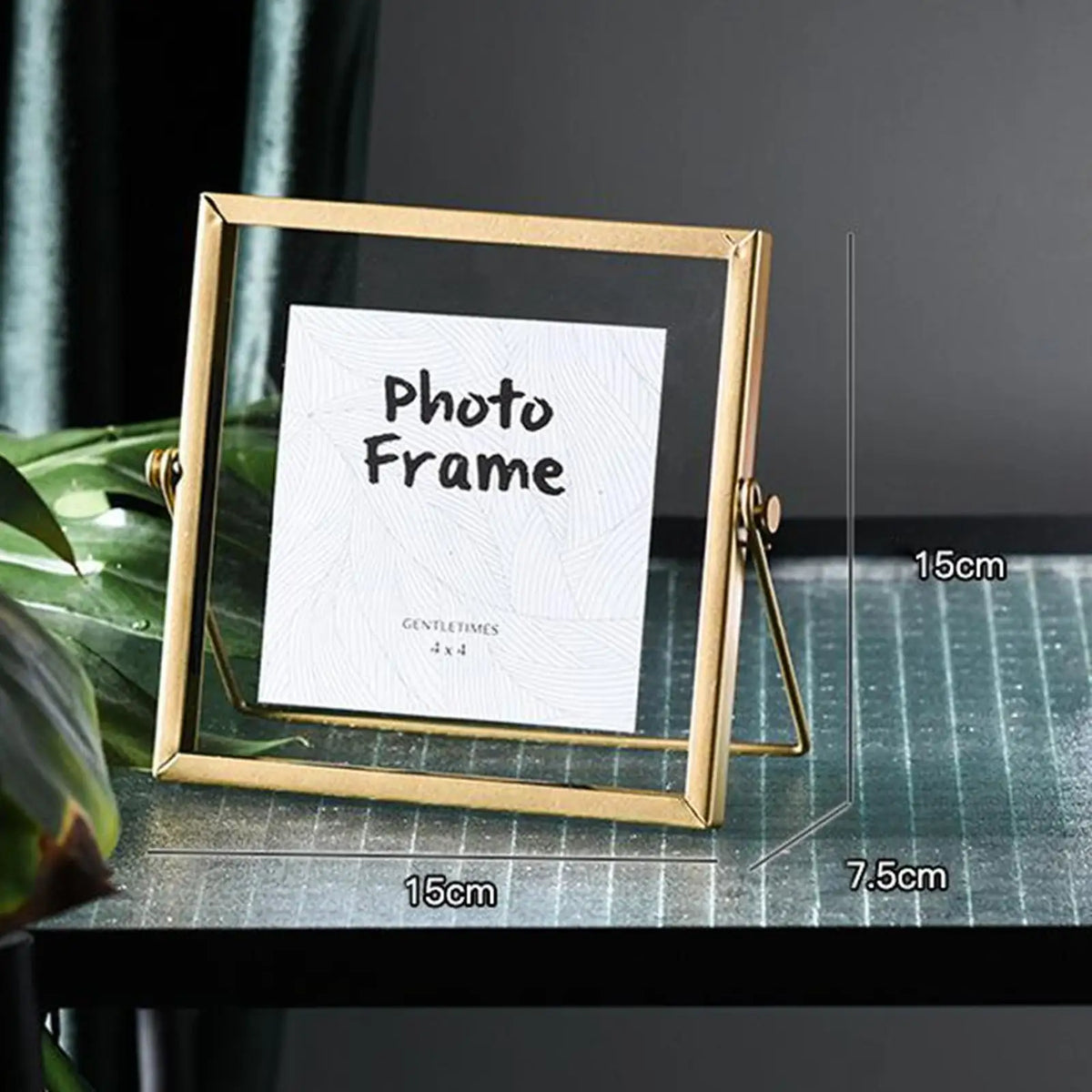 Square Gold Floating Glass Photo Frame | Wedding & Home Decor