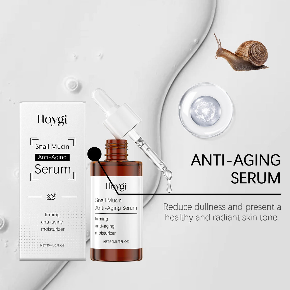 Hoygi Snail Anti-Aging Face Serum – Firming & Hydrating 30ml
