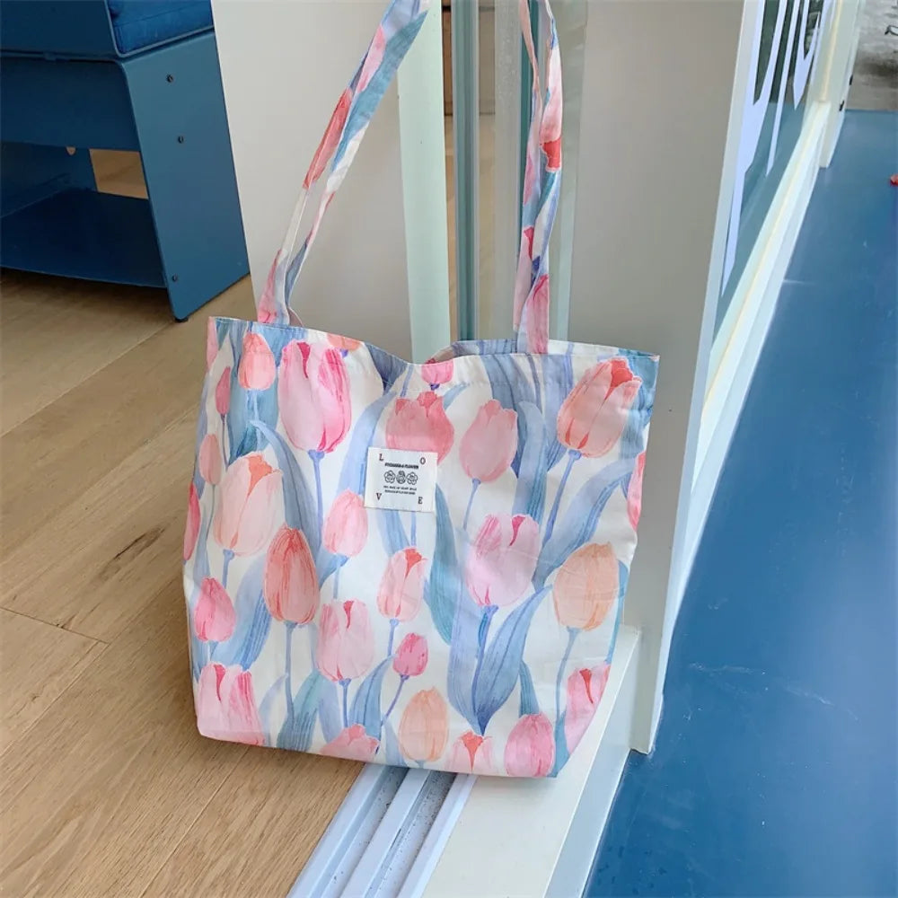 Women's Vintage Floral Cotton Shoulder Bag – Large Tote