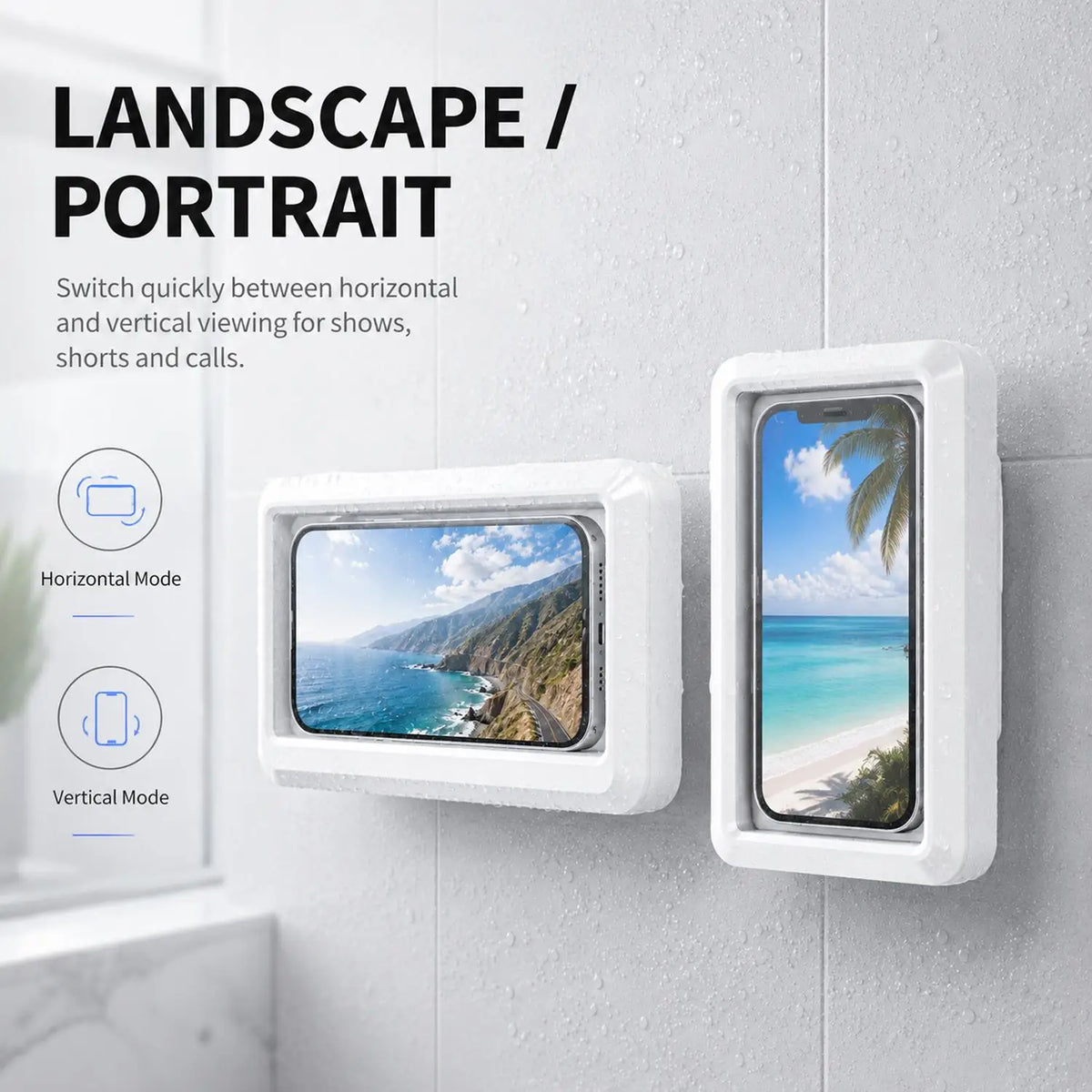 Waterproof Wall-Mount Phone Holder – No-Drill, 360° Rotation
