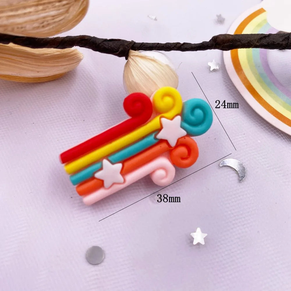 10PCS Resin Kawaii Flatback Cabochons – Stars Rainbows Balloons