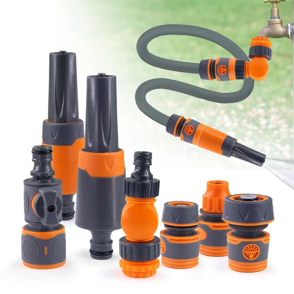 Quick Connect Garden Hose Nozzle Set 3/8" 1/2" 3/4"