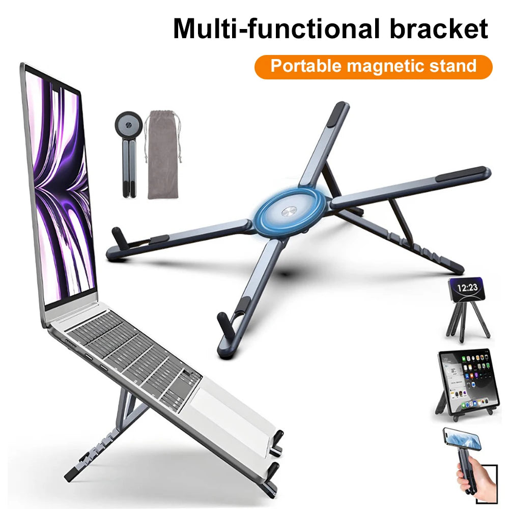 AKABEILA 3-in-1 Magnetic Phone Holder Foldable Tripod Stand