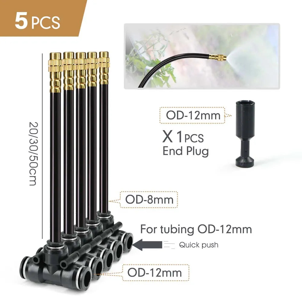 Flexible Misting Nozzle Set – Brass Atomization Spray 20/30/50cm