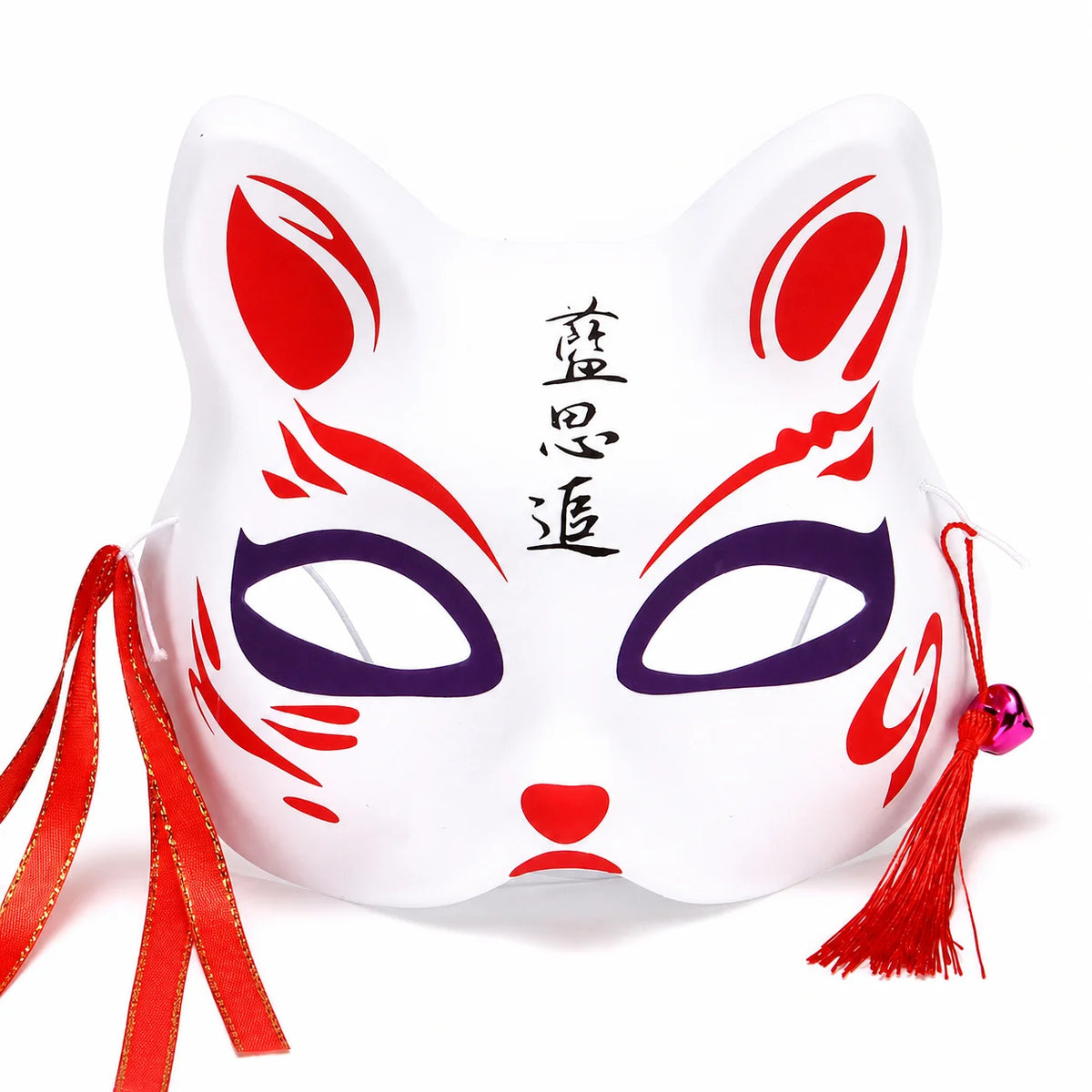 Japanese PVC Half-Face Masquerade Mask with Tassels & Bells