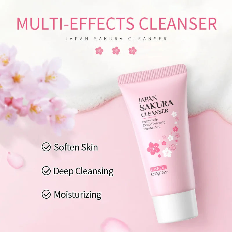 LAIKOU Sakura Skincare Set – Cleanser, Serum, Toner & SPF