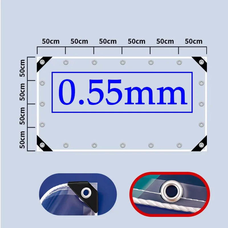 0.55mm Transparent PVC Tarpaulin – Waterproof Windproof Cover