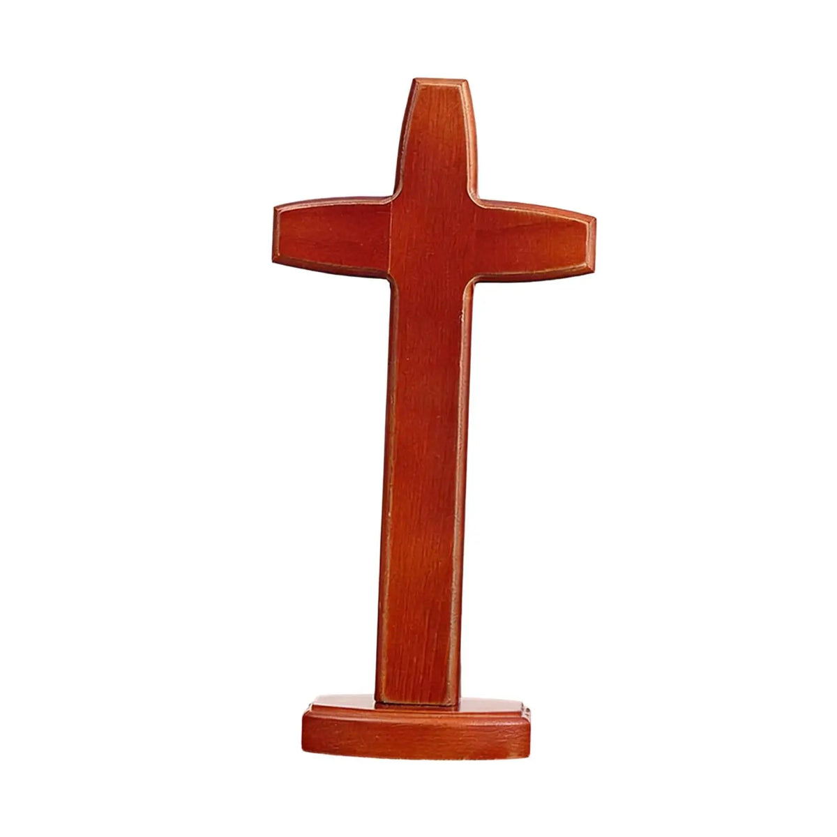 Wooden Standing Cross Sculpture | Religious Figurine Decor