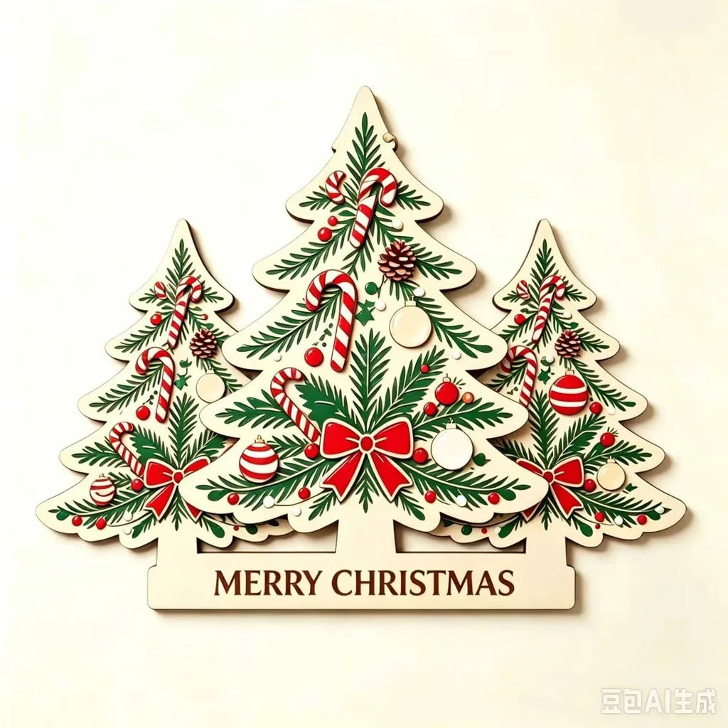 Wooden Christmas Tree Hanging Ornament | Holiday Wall Décor