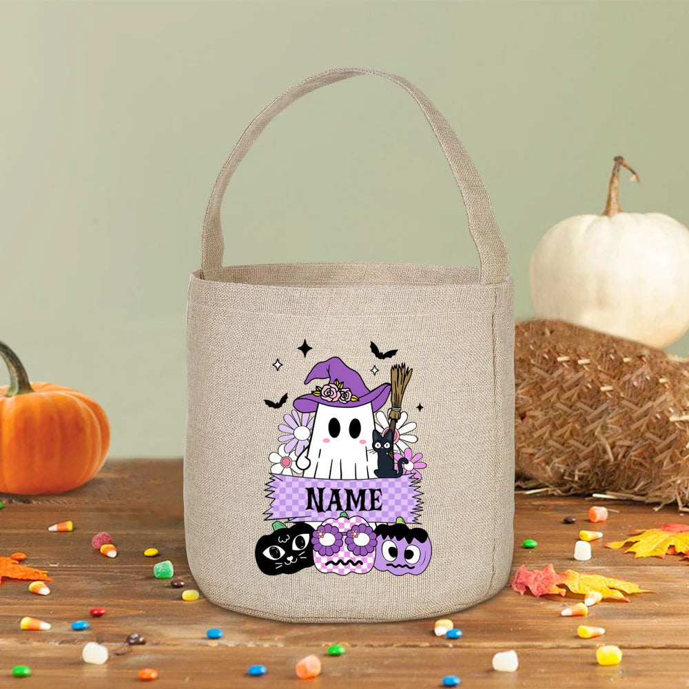 Personalized Halloween Trick or Treat Tote Bag | Pumpkin Print