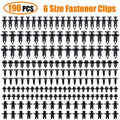 190-Piece Car Trim Fastener Set – 6 Sizes ABS Push Rivets