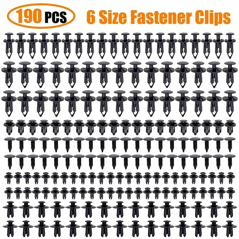 190-Piece Car Trim Fastener Set – 6 Sizes ABS Push Rivets
