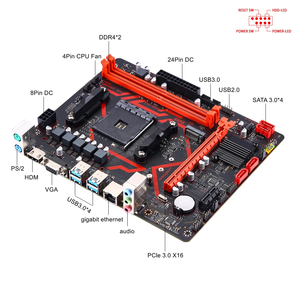 Kllisre A520 Micro ATX AM4 Motherboard | DDR4 64GB NVMe