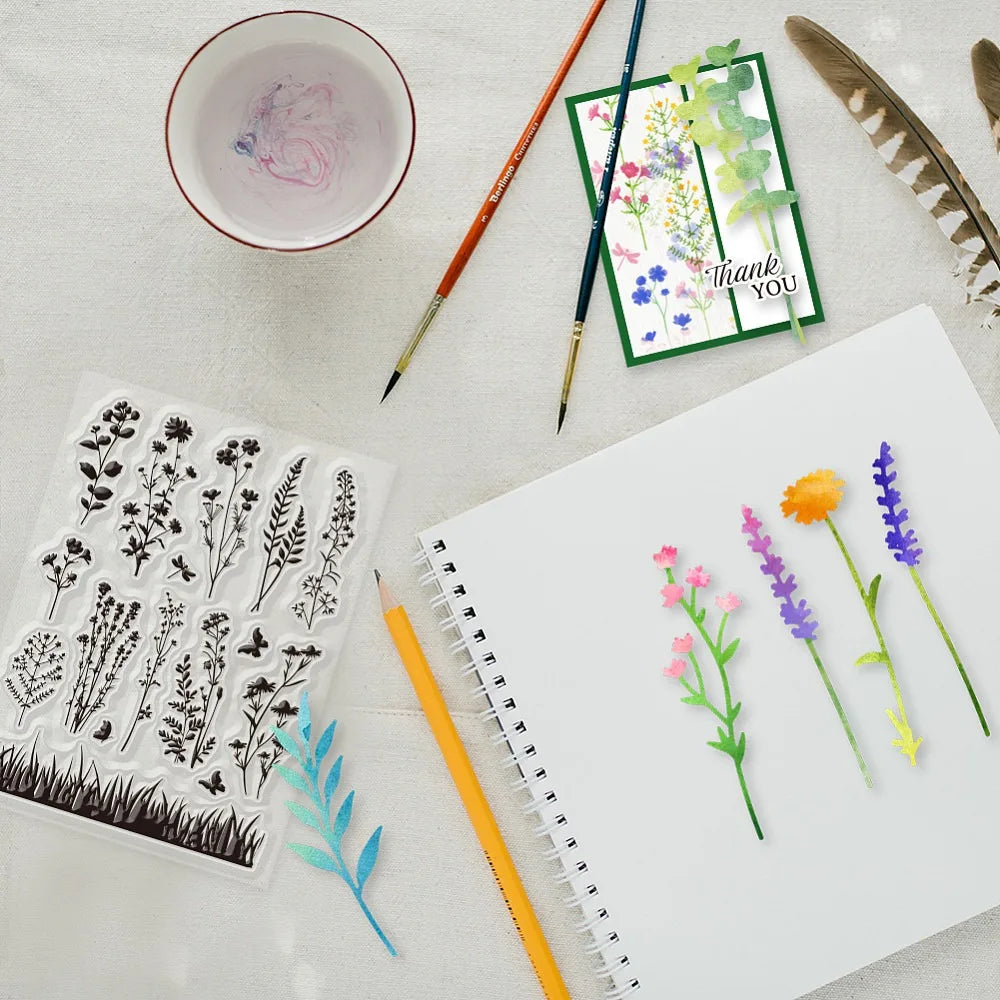 Wildflower Meadow Clear Stamps & Cutting Dies Set – 2Pcs DIY