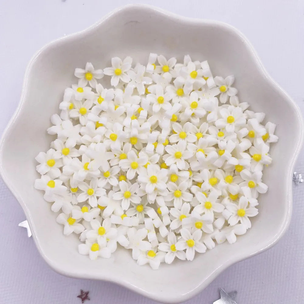 100Pcs 8mm 3D Resin Flower Flatback Gems – Nail & Craft Decor