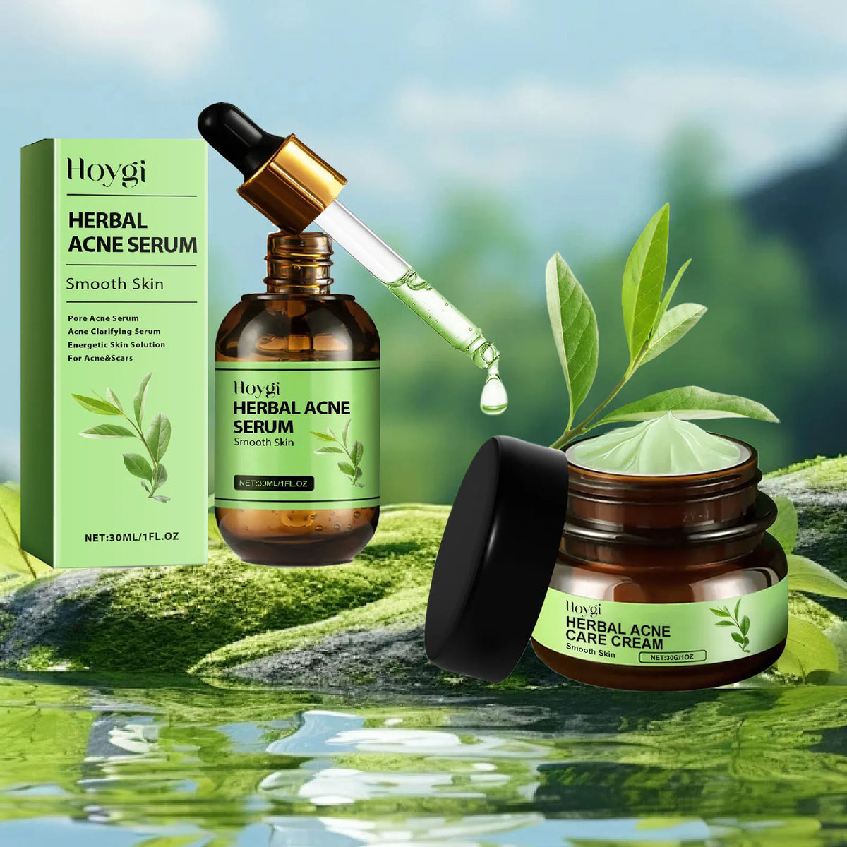 Hoygi Acne Face Cream & Serum Set – Oil Control & Pore Care