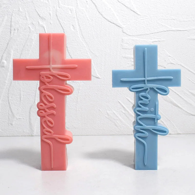3D Rune Cross Silicone Mold – Candle, Resin & Gypsum Casting