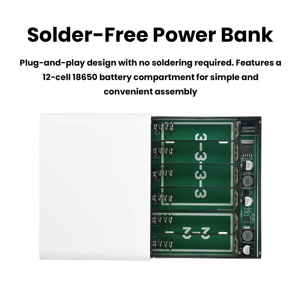 DC UPS 12×18650 Solderless Power Supply Box 5V/9V/12–24V