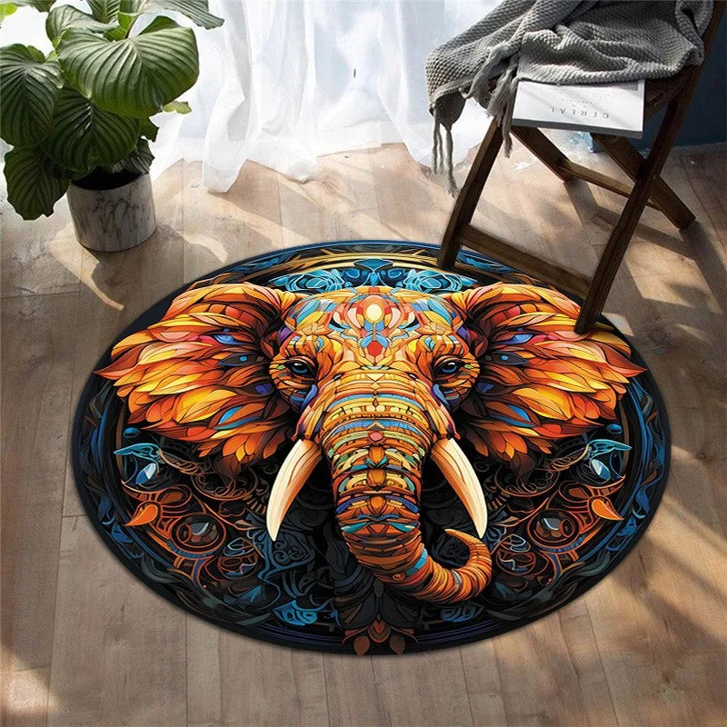 Tree of Life Round Area Rug – Modern Polyester Floor Mat