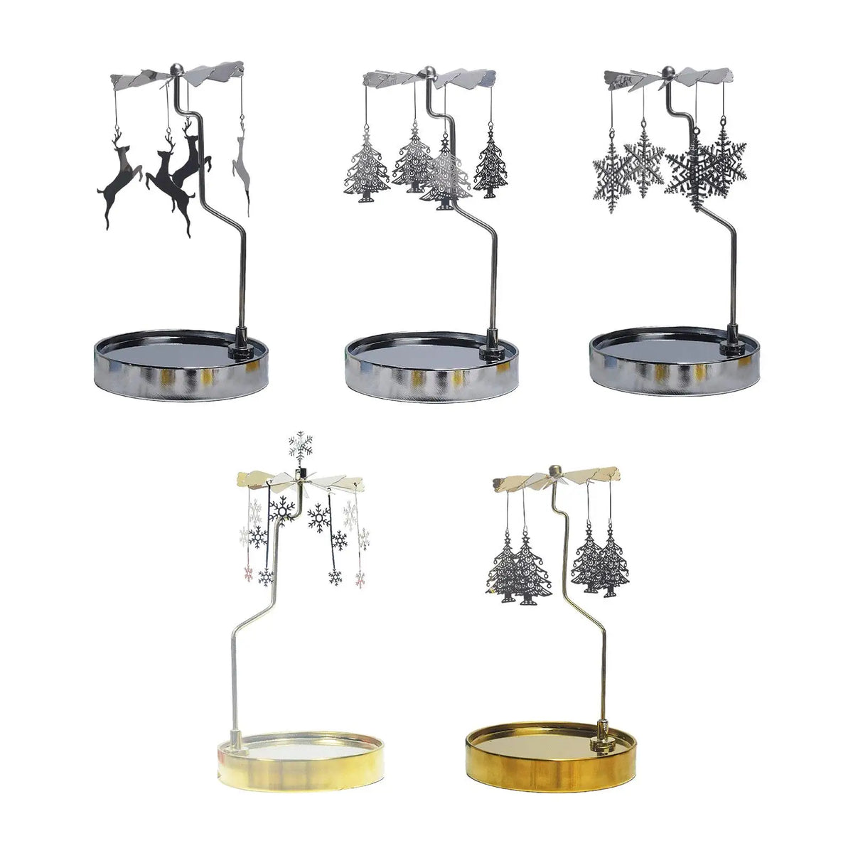 Rotating Metal Candle Holder with Tray – Tealight Centerpiece