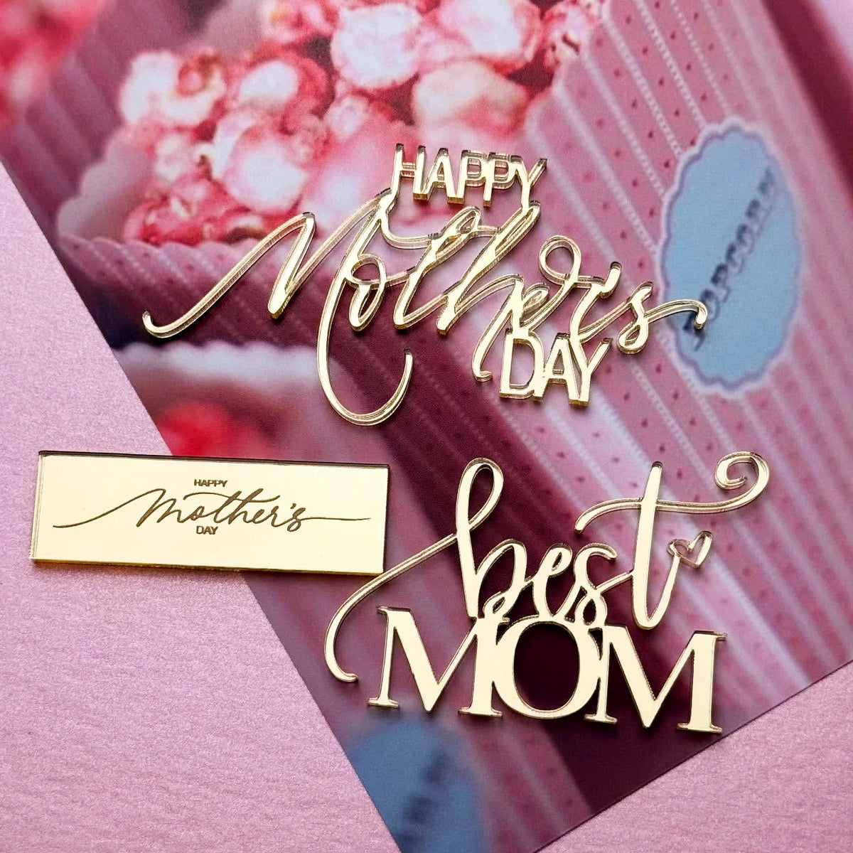 Happy Mother's Day Gold Acrylic Cake Topper | Mirror Finish