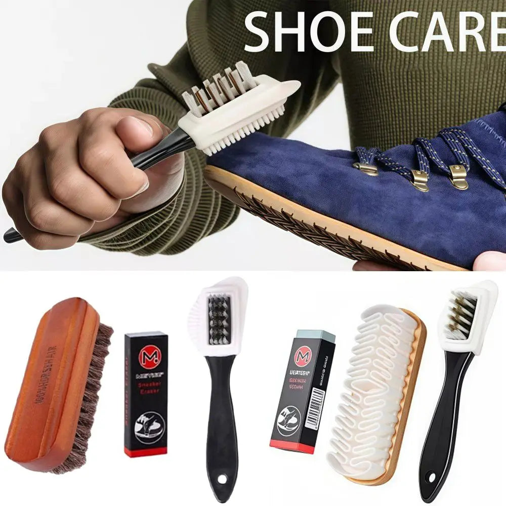 3-Piece Suede & Nubuck Shoe Cleaning Brush Kit with Eraser