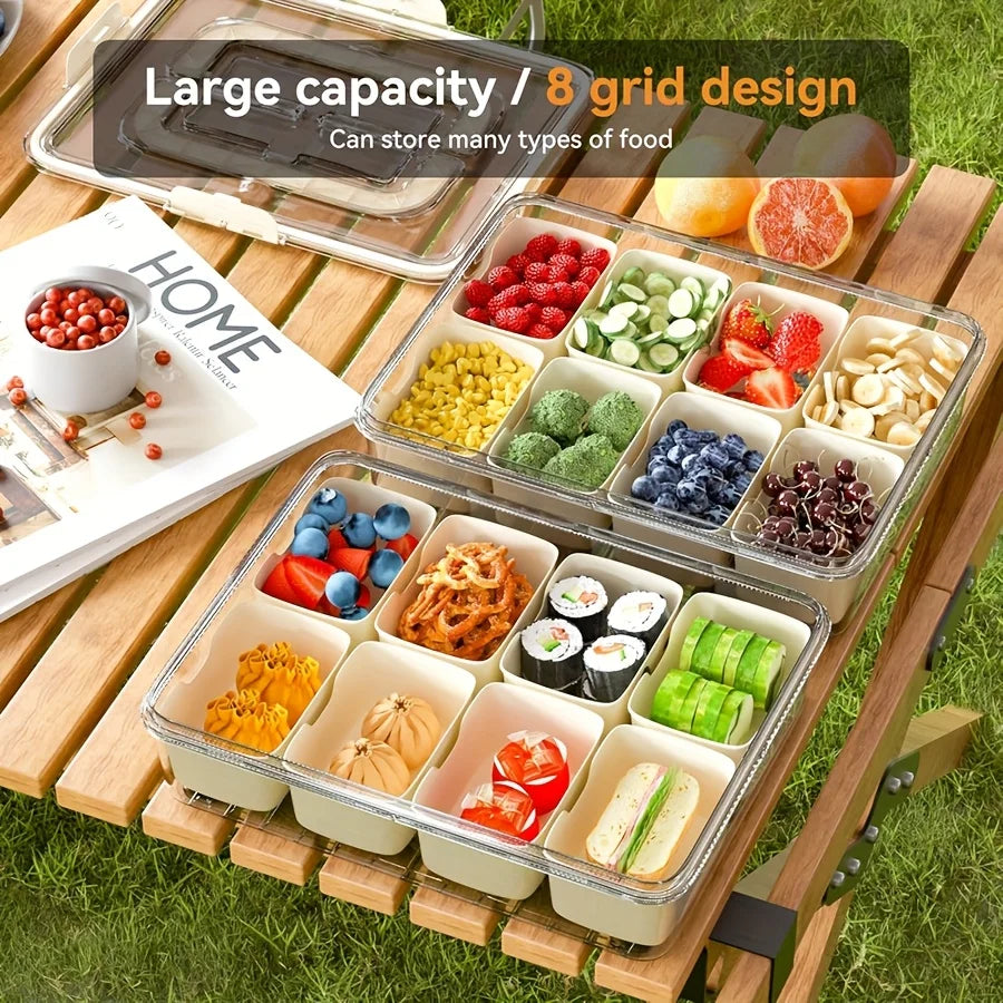 Snackle Box Divided Serving Tray with Lid, Handle & Cutlery