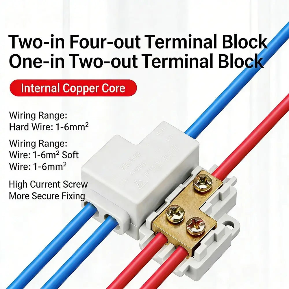 Brass Wire Connector Splitter 1–6mm² Quick Terminal Block 60A