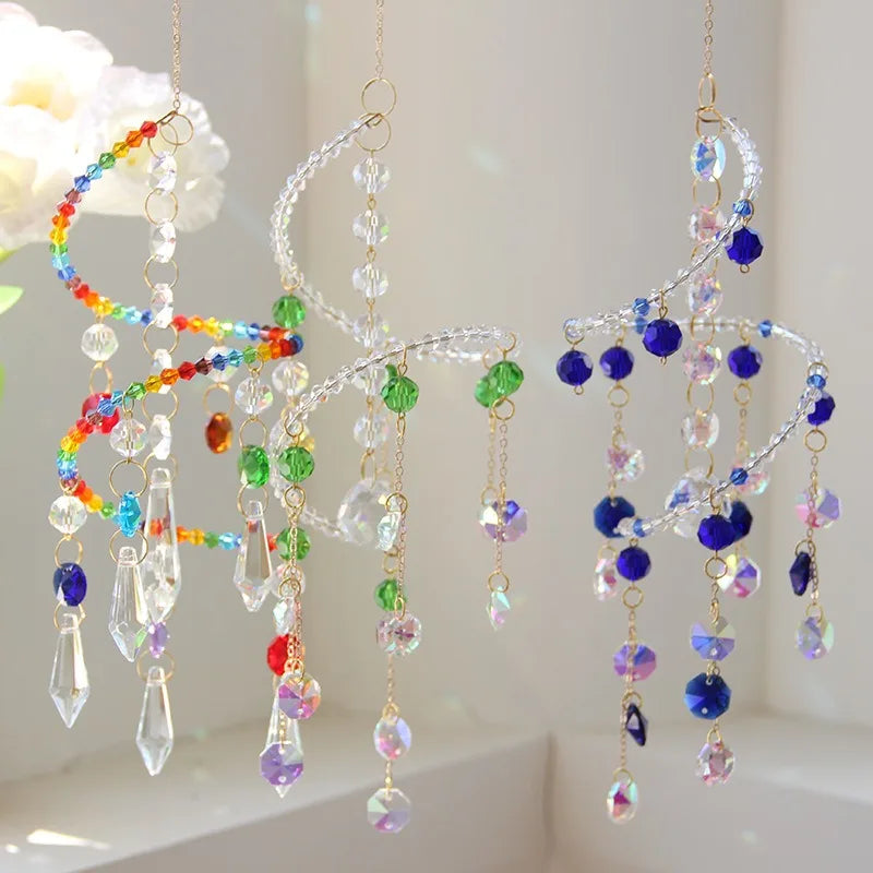 Spiral Crystal Sun Catcher – Colorful Rainbow Prism Decor