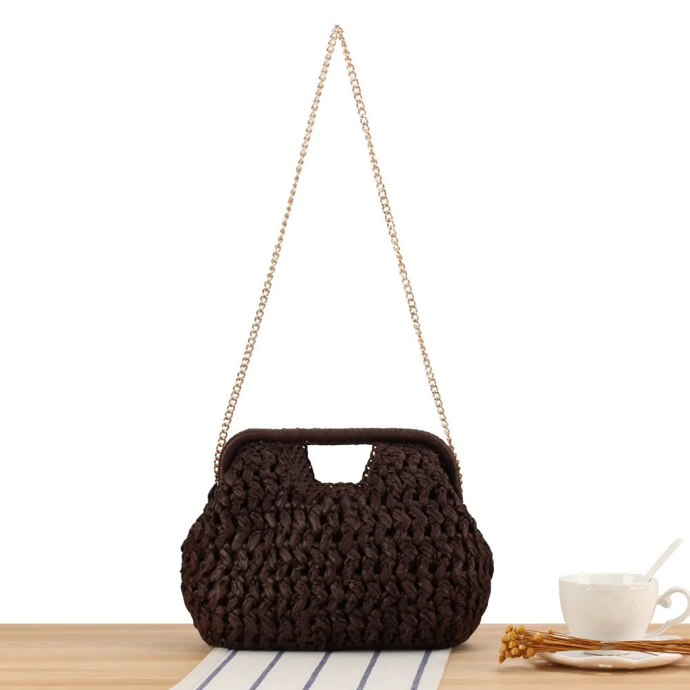 Women's Woven Straw Clutch Bag – Large Beach Handbag