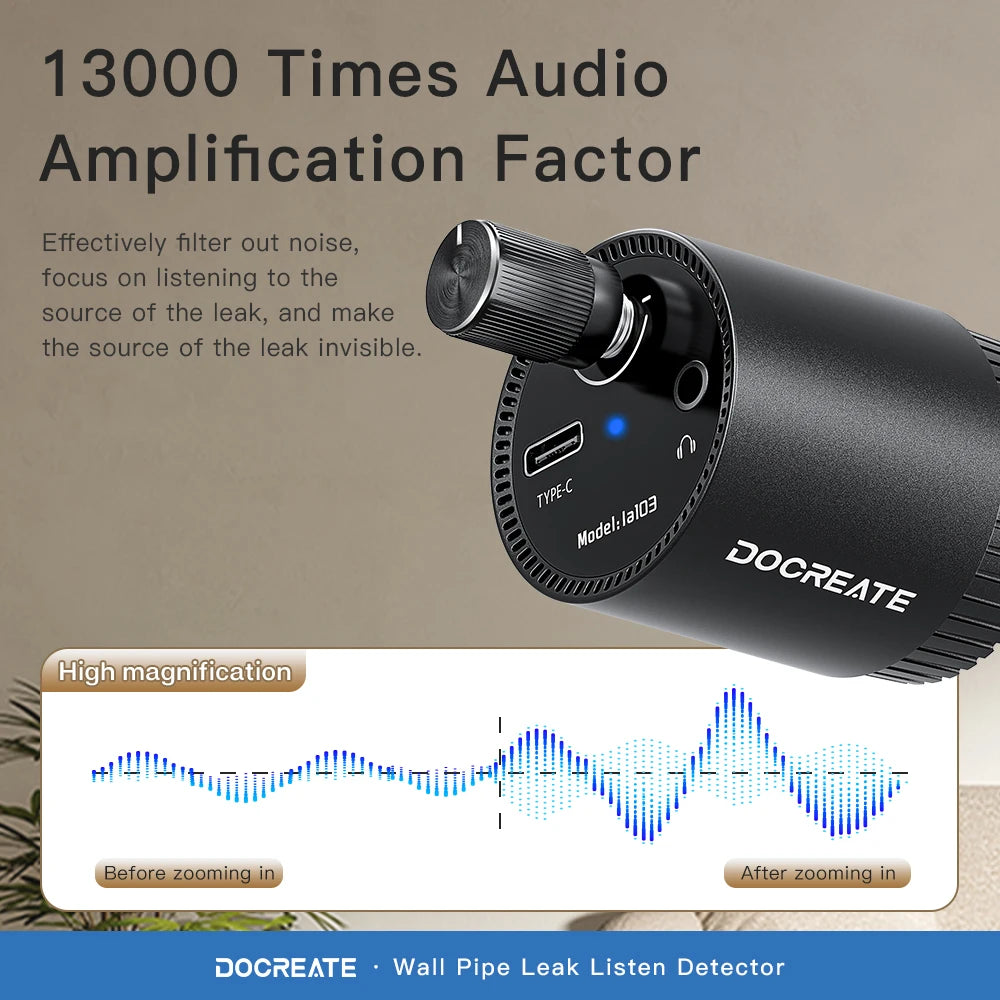 Pipe Leak Detector 13000x Sound Amplifier | Type-C