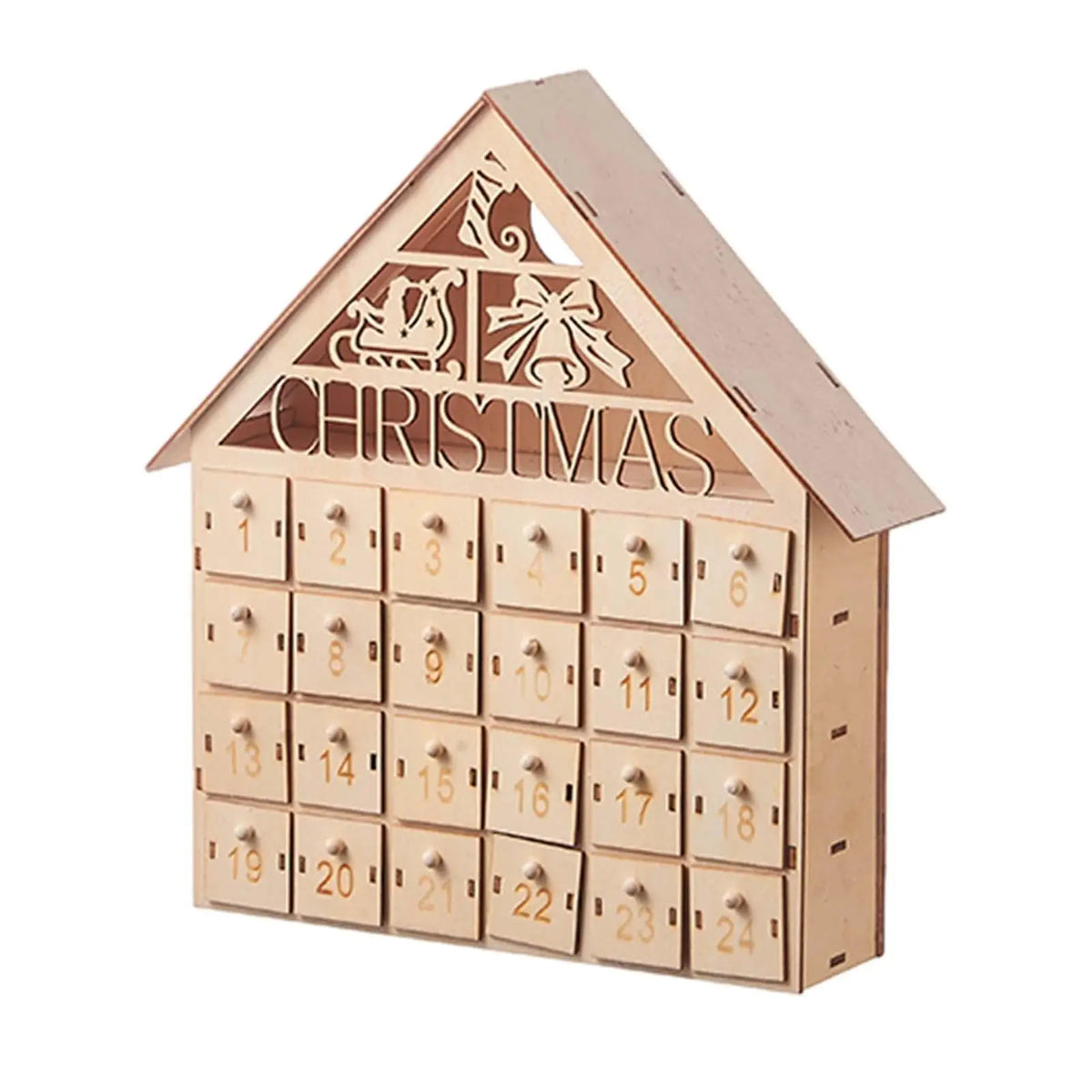 Wooden Christmas Advent Calendar with 24 Drawers – Tree Design