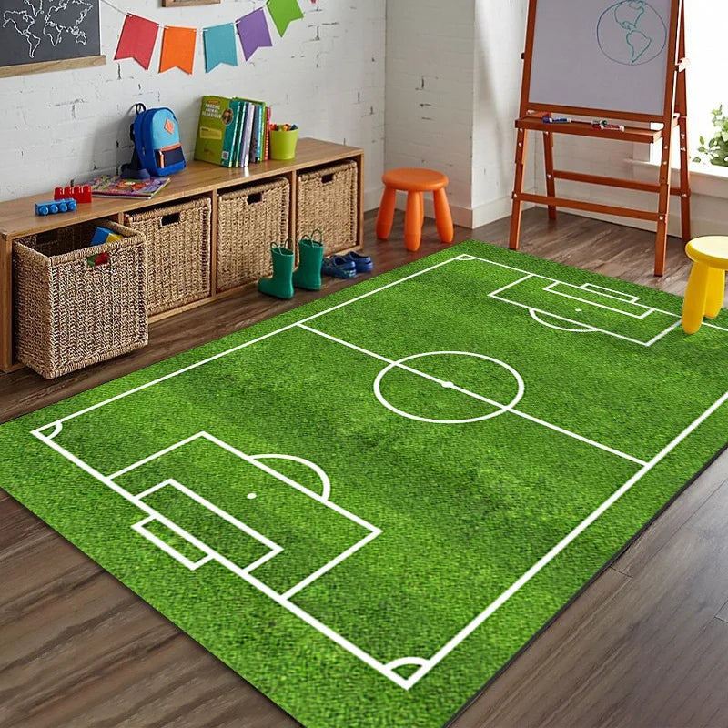 Sports Theme Kids Play Mat – Non-Slip Bedroom Floor Rug