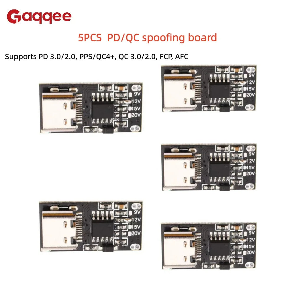 5-Pack USB PD/QC Emulator Board | Type-C Fast Charge Module