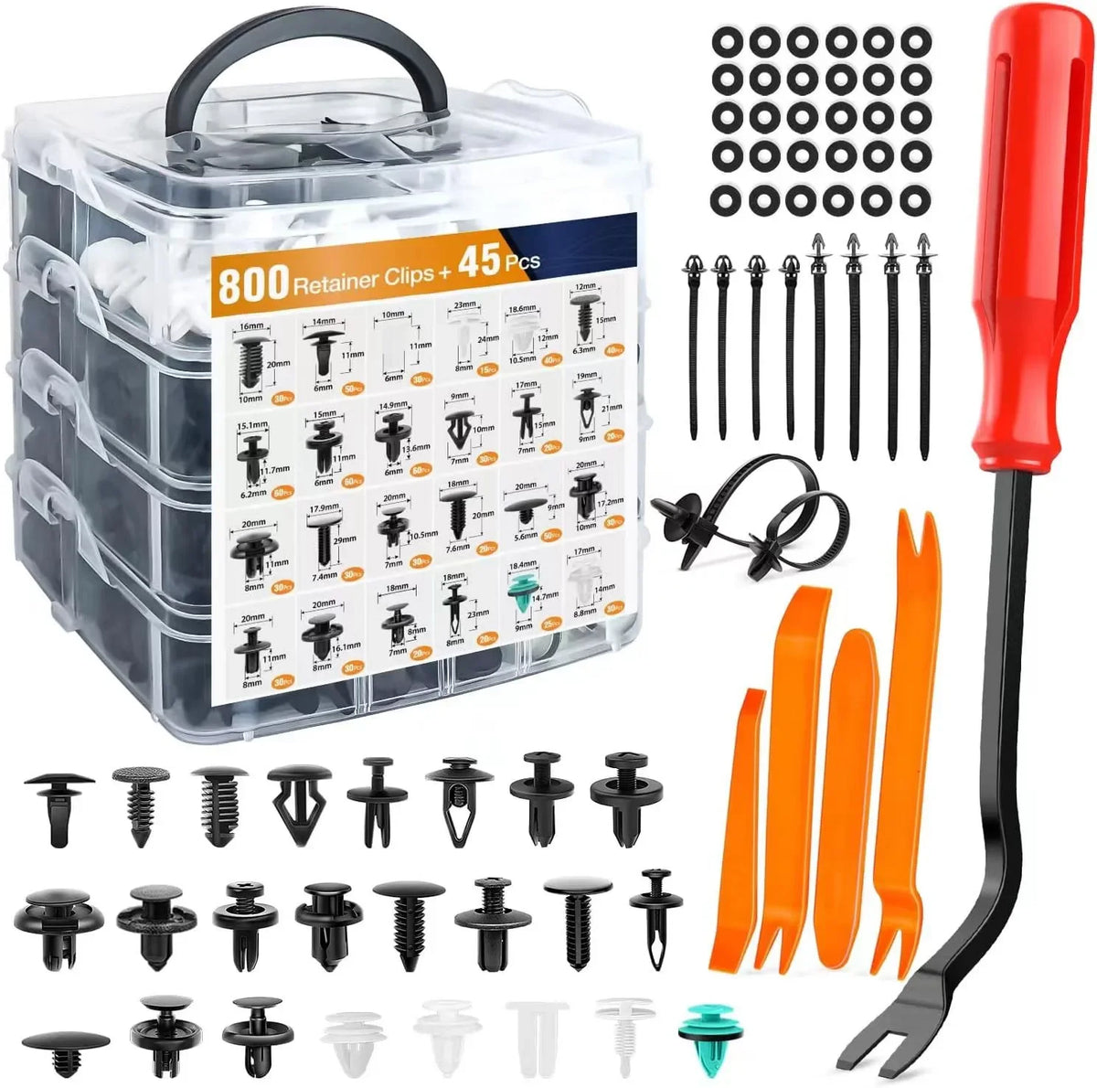 kkjoy 800Pcs Universal Car Retainer Clips & Push Pins – 16 Sizes