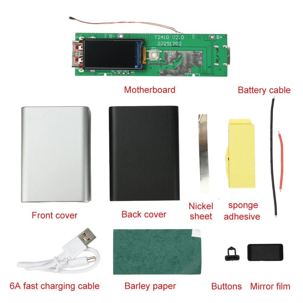 22.5W DIY Power Bank Kit – TFT Display, Type-C & USB Output