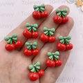 24pcs Kawaii Bow Cherry Resin Flatback Cabochons – DIY Crafts