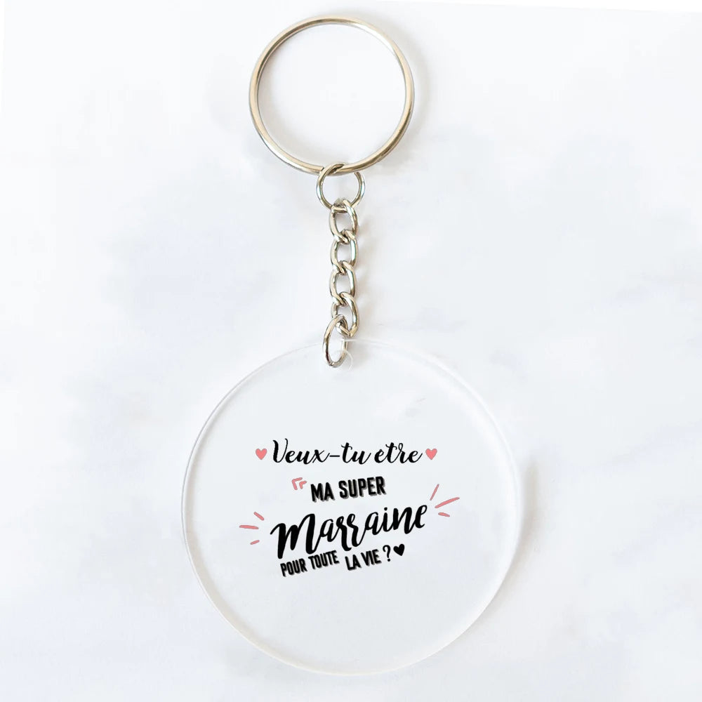 Best Godmother Acrylic Keychain – Circle Monogram Gift
