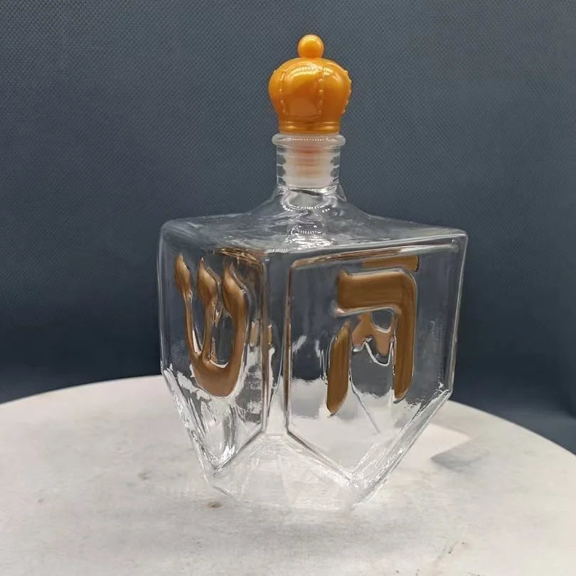 Judaica Star of David Glass Wine Decanter | Purple Crown Lid