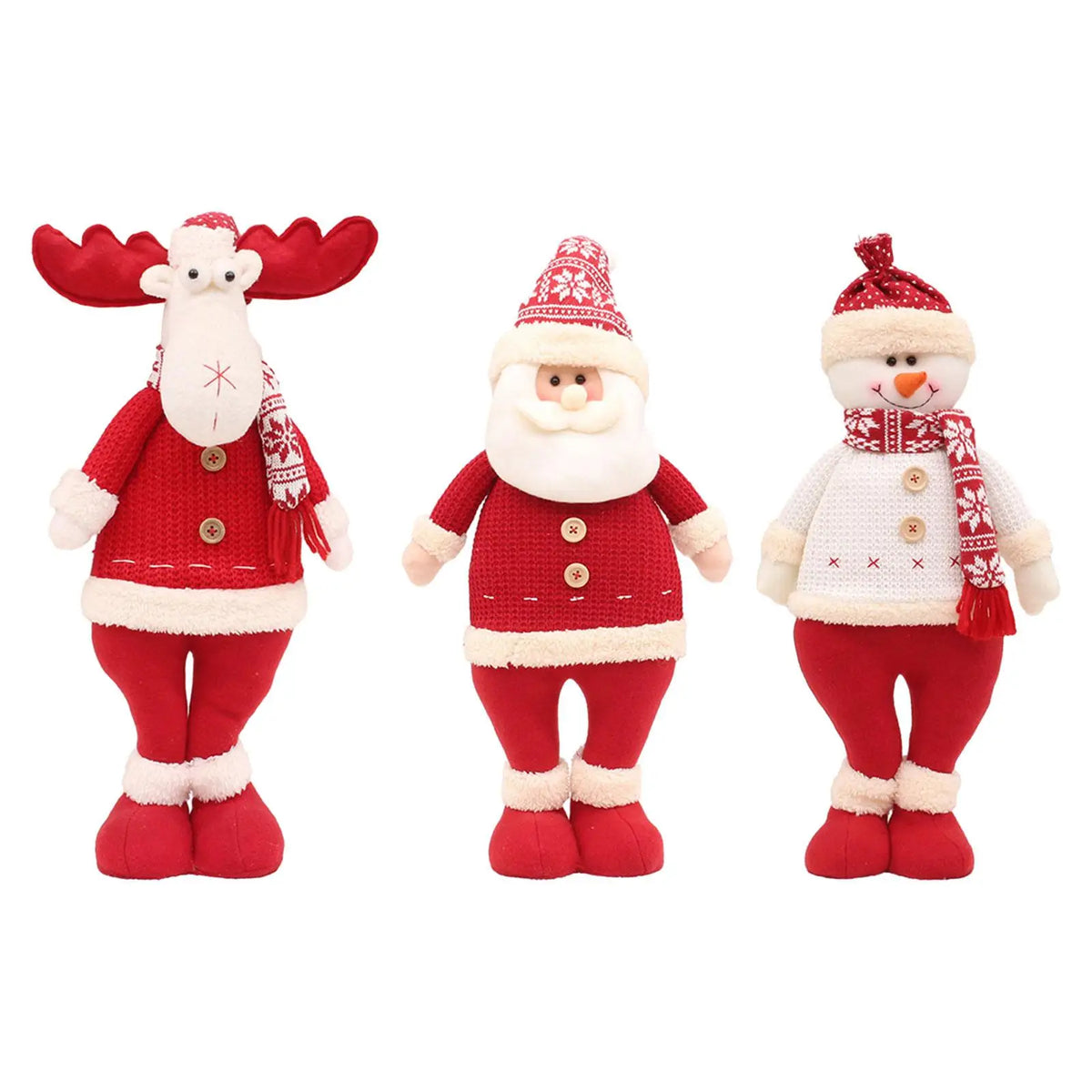 Santa Standing Figurine – Cloth Christmas Doll Table Decor
