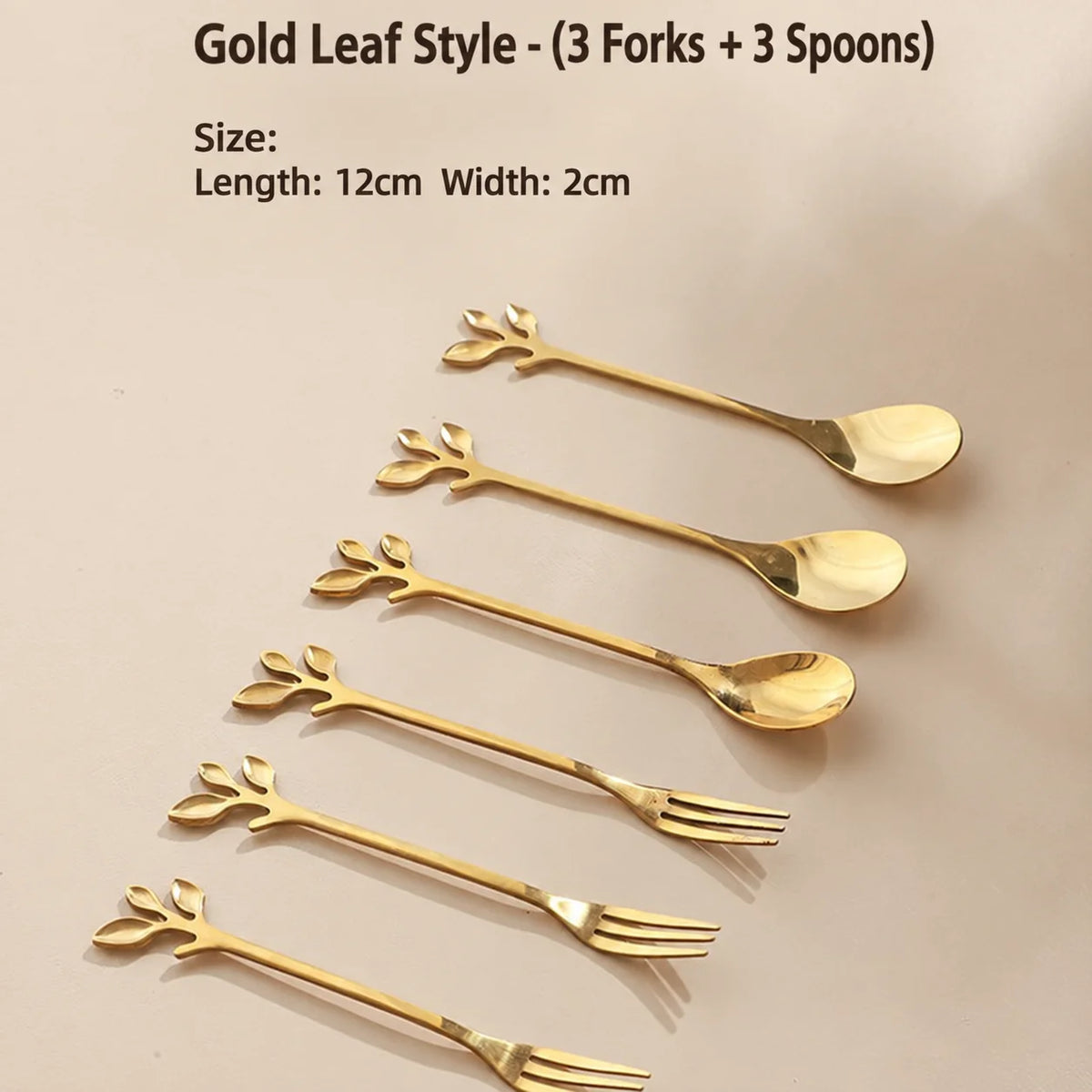 Gold Tone Fruit & Dessert Fork Set with Decorative Holder