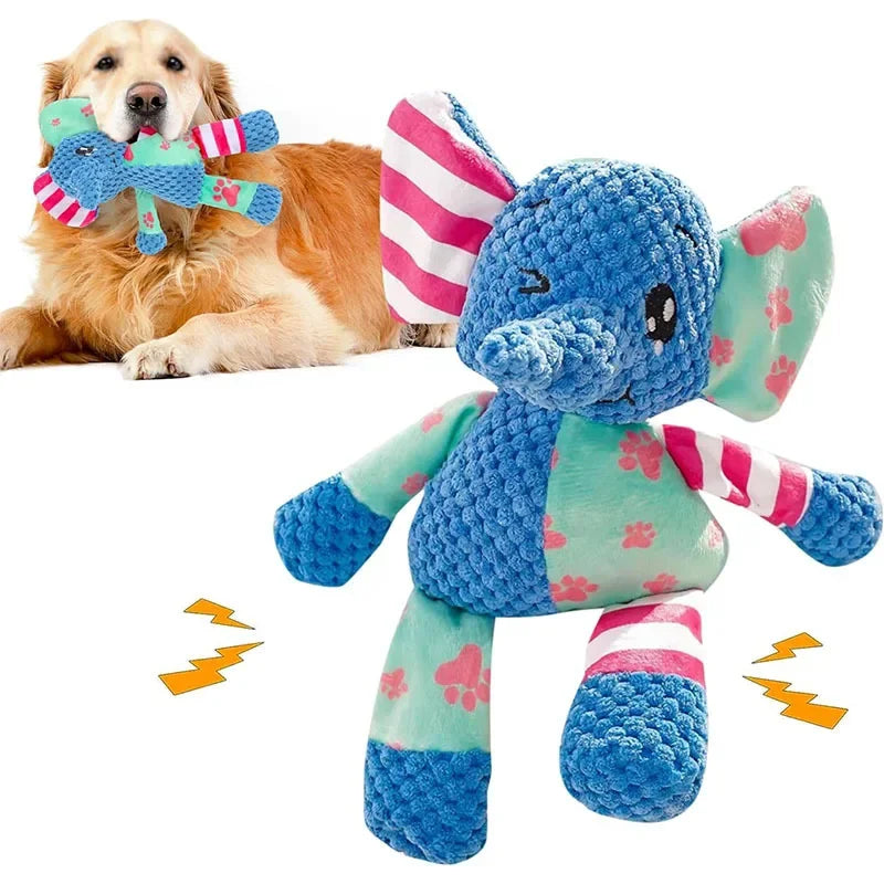 Plush Squeaky Dog Toy – Elephant, Rabbit & Fox Chew Toy