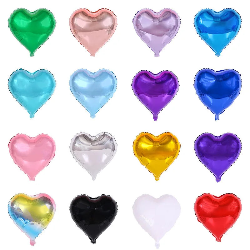 50-Pack 18" Heart Mylar Balloons – Multicolor Party Décor