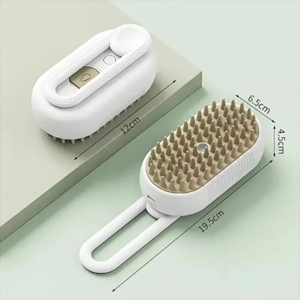 Cat Steam Spray Grooming Brush – Folding Massage & Deshedding Comb