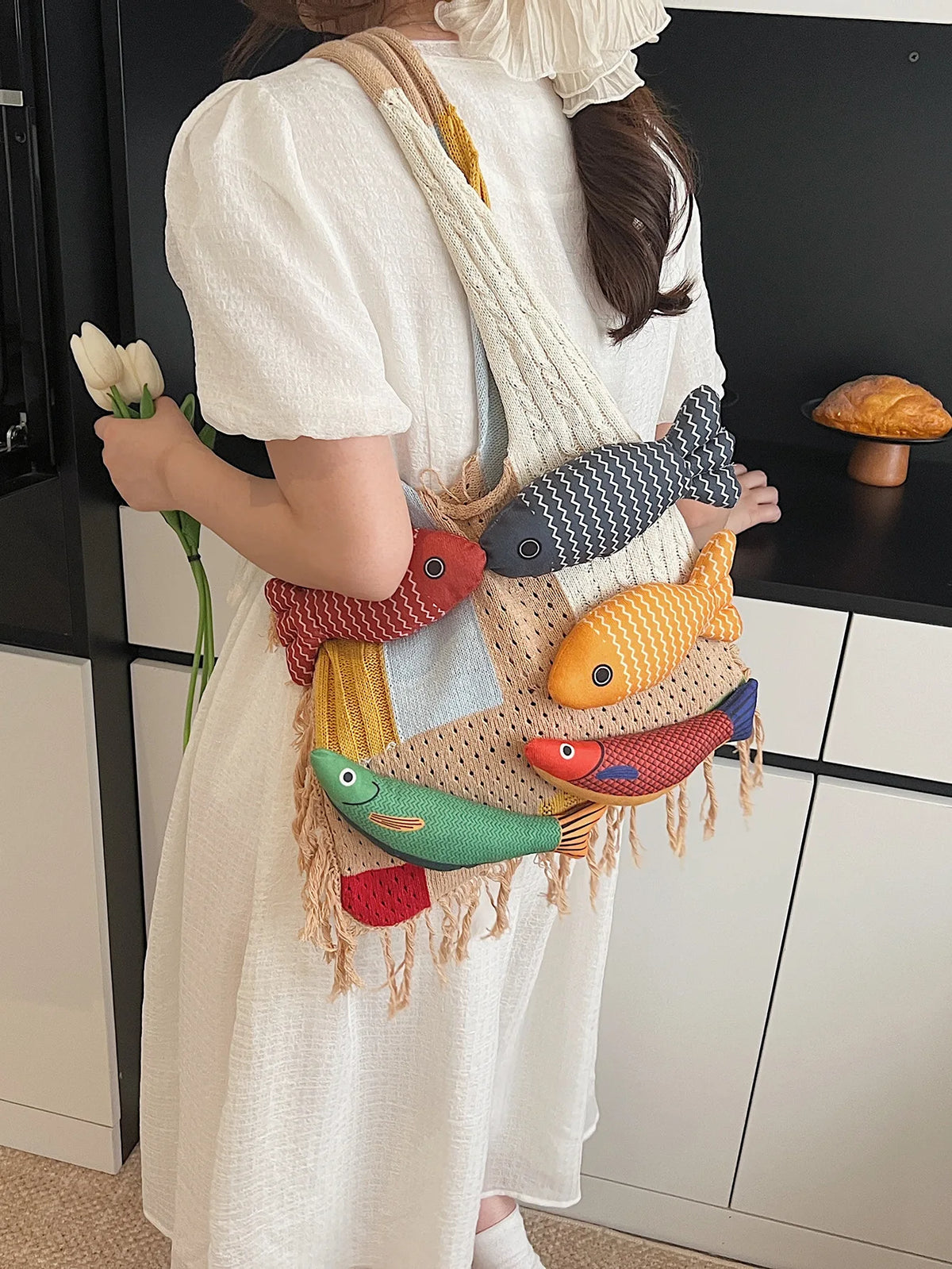 Women's Woven Tote Bag – Casual Chic Shoulder Bag