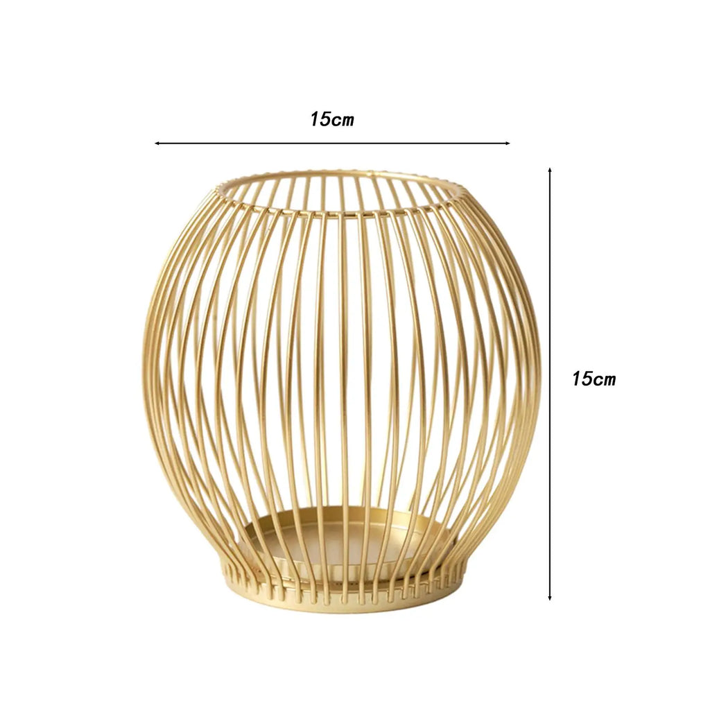 Metal Cage Pillar Candle Holder | Farmhouse Candelabra Stand