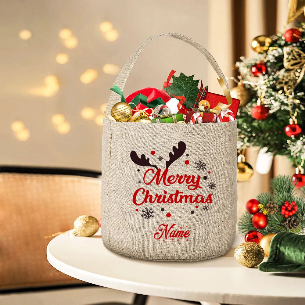 Personalized Deer Christmas Sack Bag – Kids Holiday Gift Tote