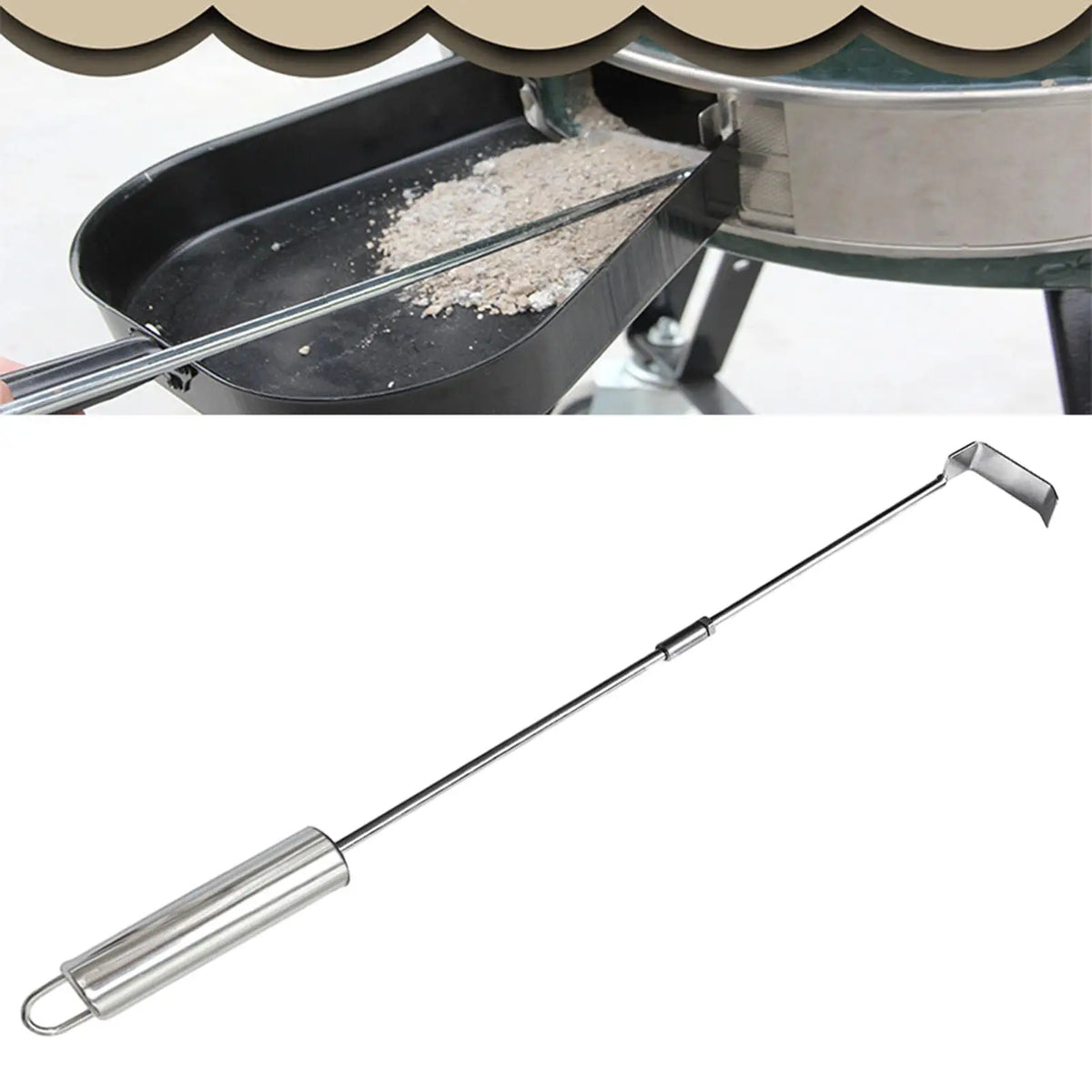 MagiDeal 18" Stainless Steel Grill Ash Rake – BBQ Cleaning Tool