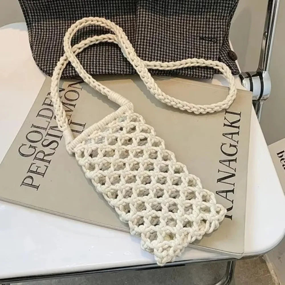 Woven Crochet Crossbody Phone Bag – Braided Shoulder Bag