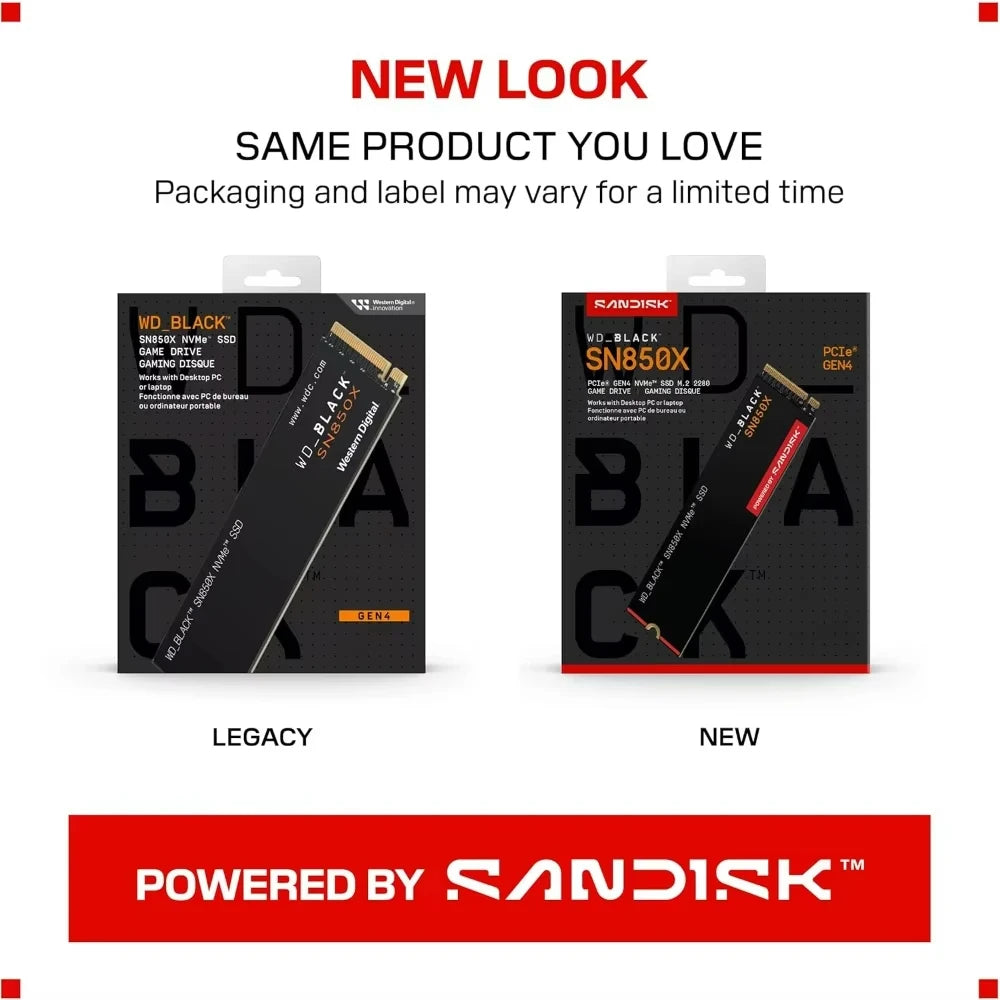 WD Black SN850X NVMe SSD 1TB/2TB PCIe 4.0 M.2 2280 Internal Drive